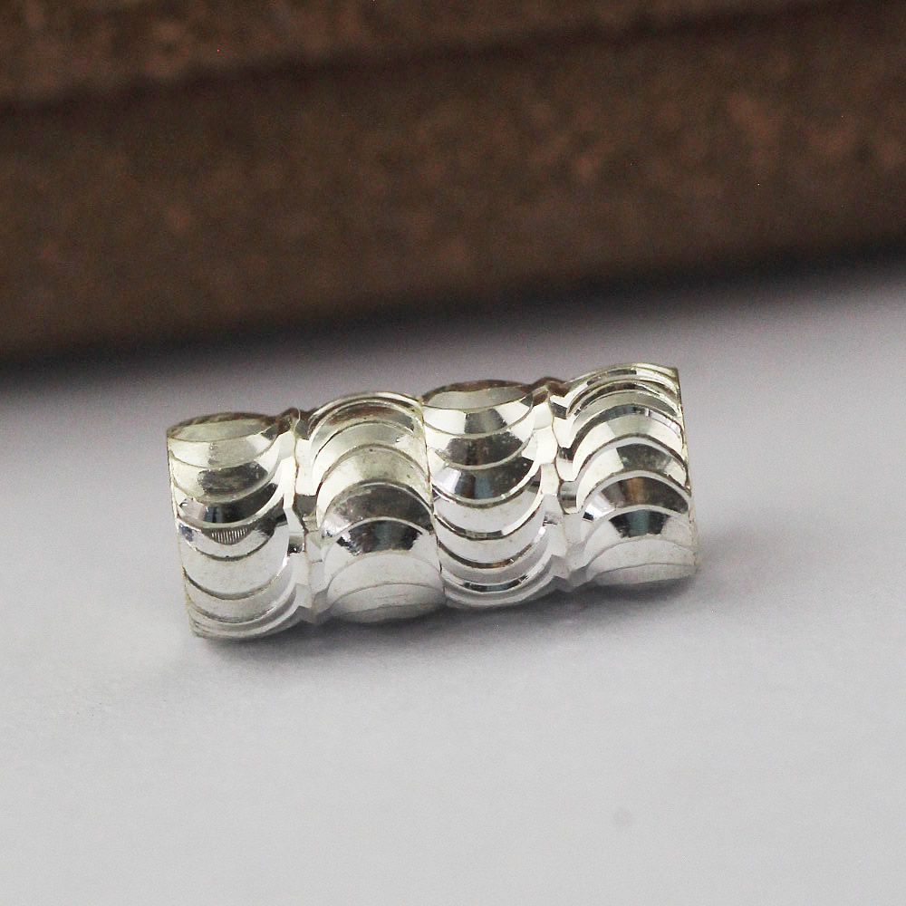 Sterling Silver Multi Wave Barrel Spacer Lab Verified Curved Surface Bead