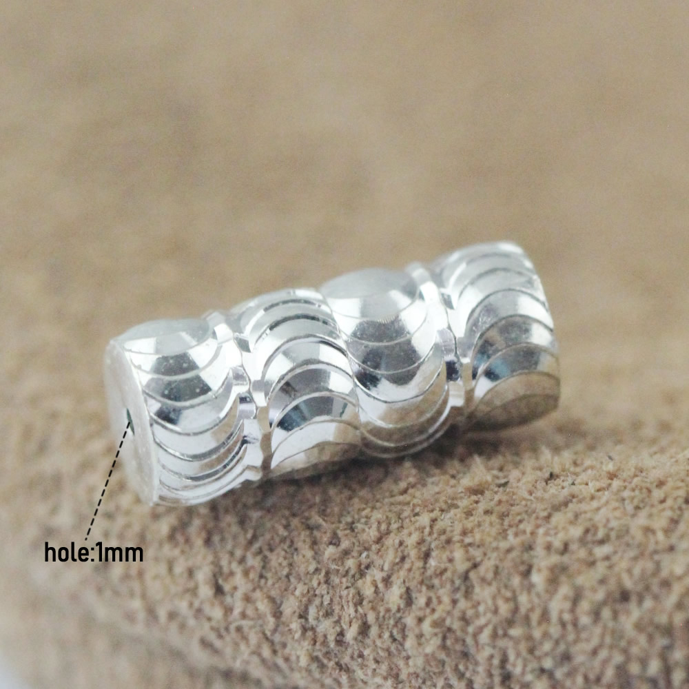 Sterling Silver Multi Wave Barrel Spacer Lab Verified Curved Surface Bead