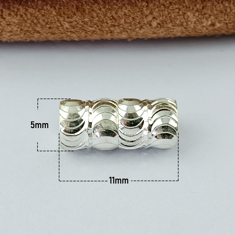 Sterling Silver Multi Wave Barrel Spacer Lab Verified Curved Surface Bead