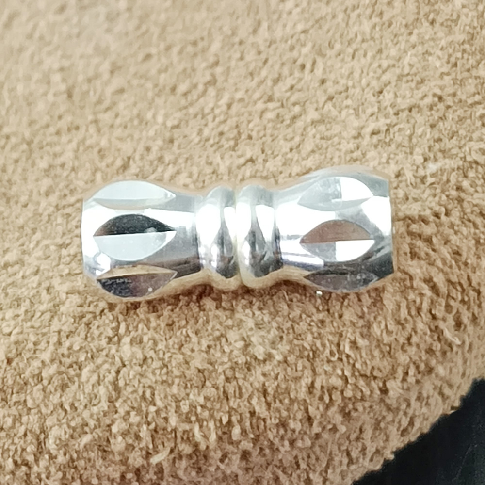 Sterling Silver Grooved Toggle Clasp Lab Verified Faceted Barrel OT Clasp