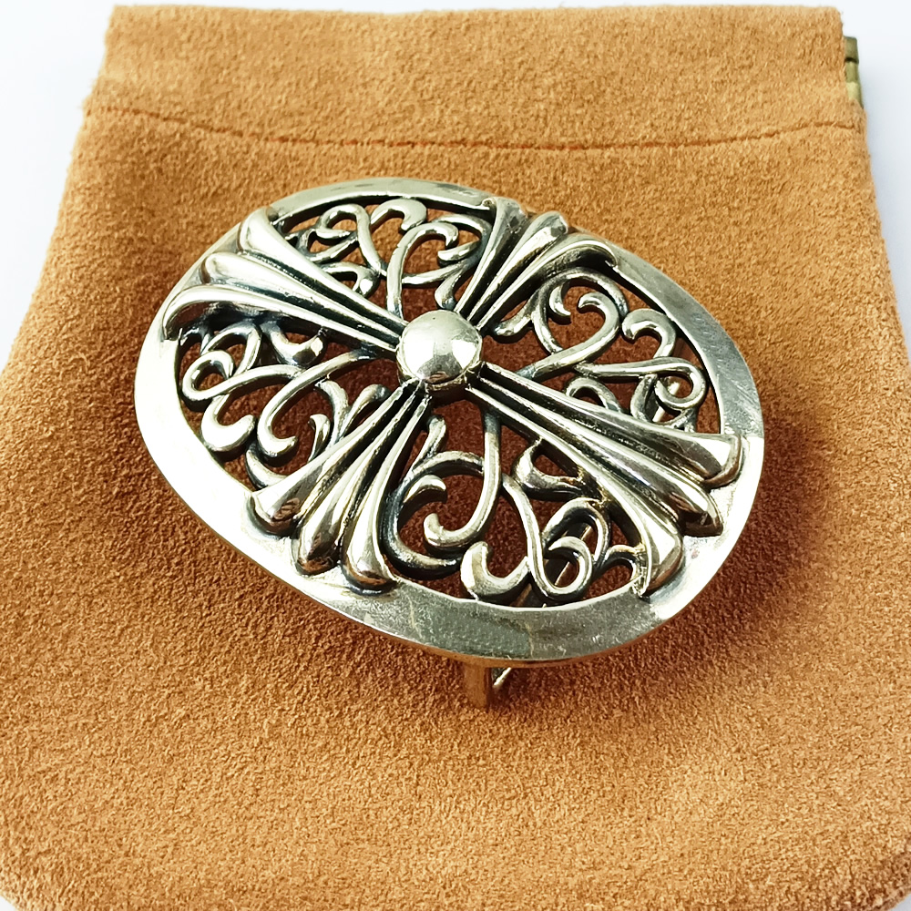 Sterling Silver Filigree Oval Clasp Lab Verified Vintage Scroll Pattern Fastener