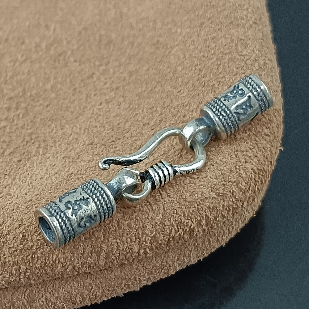 Polished Solid Silver Wax Rope Necklace Buckle Lab Verified Pure Silver DDP Ready Stock Sturdy Nordic Leather Craft Supplies