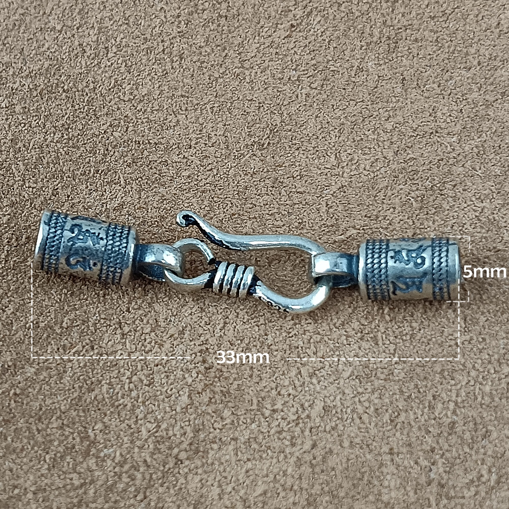 Polished Solid Silver Wax Rope Necklace Buckle Lab Verified Pure Silver DDP Ready Stock Sturdy Nordic Leather Craft Supplies