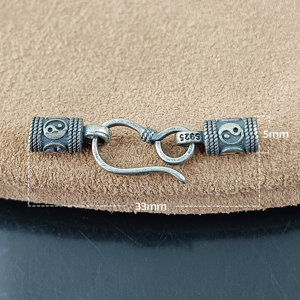 S925 Silver Antique Yin Yang Clasp Lab Verified Avoid Counterfeit Silver