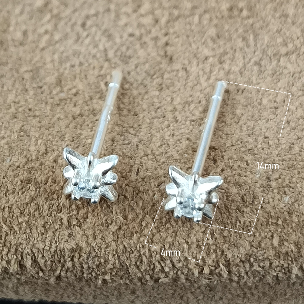 Sterling Silver Plain Star Ear Stud Lab Verified Minimalist Star Earring Pair