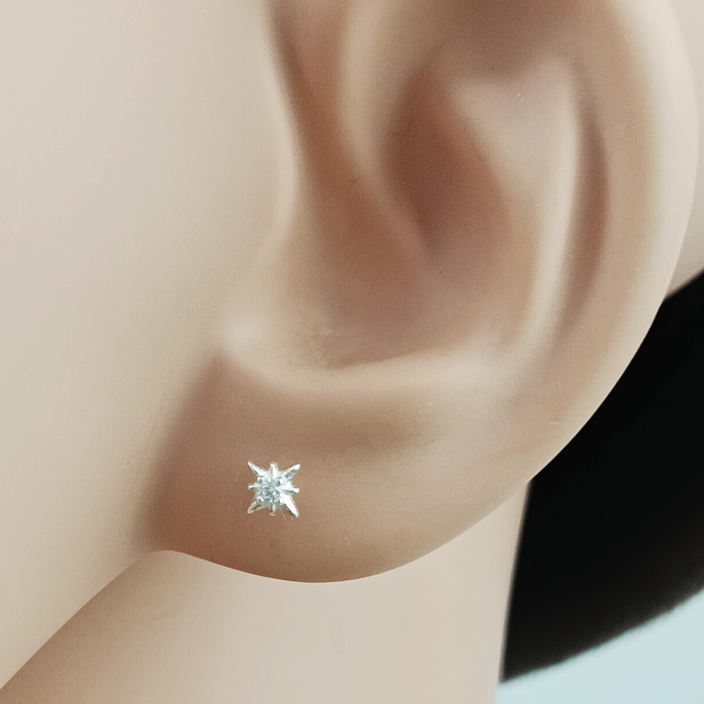 Sterling Silver Plain Star Ear Stud Lab Verified Minimalist Star Earring Pair