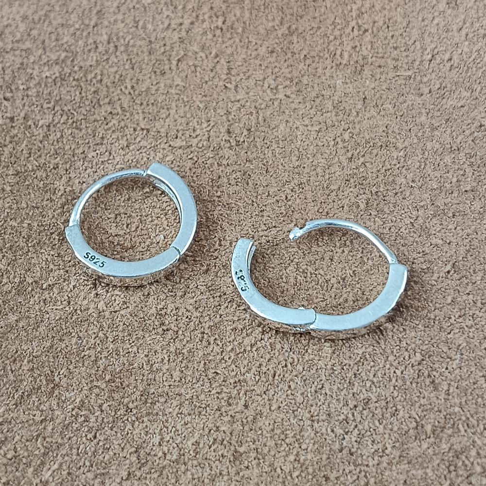 Solid Sterling Silver Plain Round Earring Hoop For DIY Jewelry Assembly