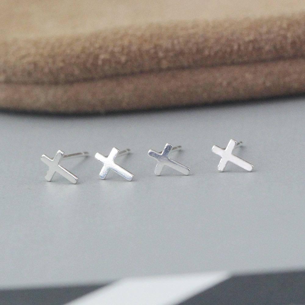 Sterling Silver Plain Cross Ear Stud Lab Verified Minimalist Worry Free Earrings