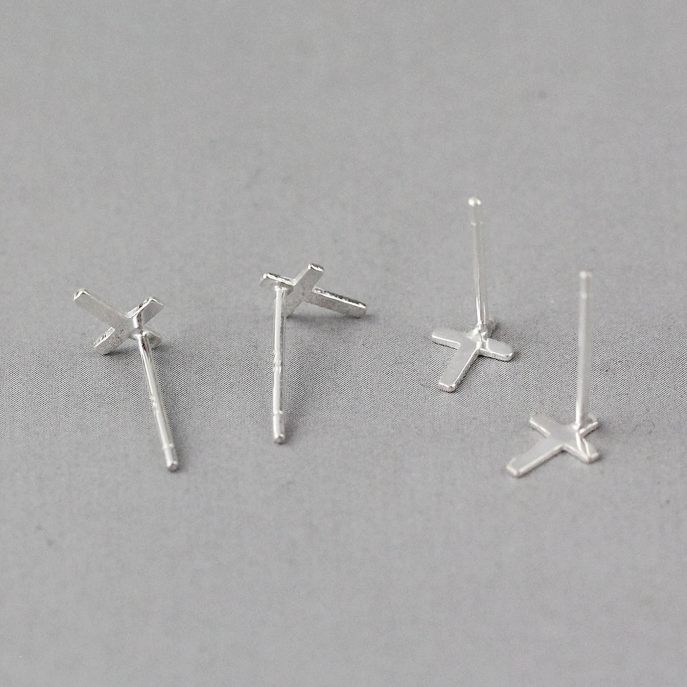 Sterling Silver Plain Cross Ear Stud Lab Verified Minimalist Worry Free Earrings