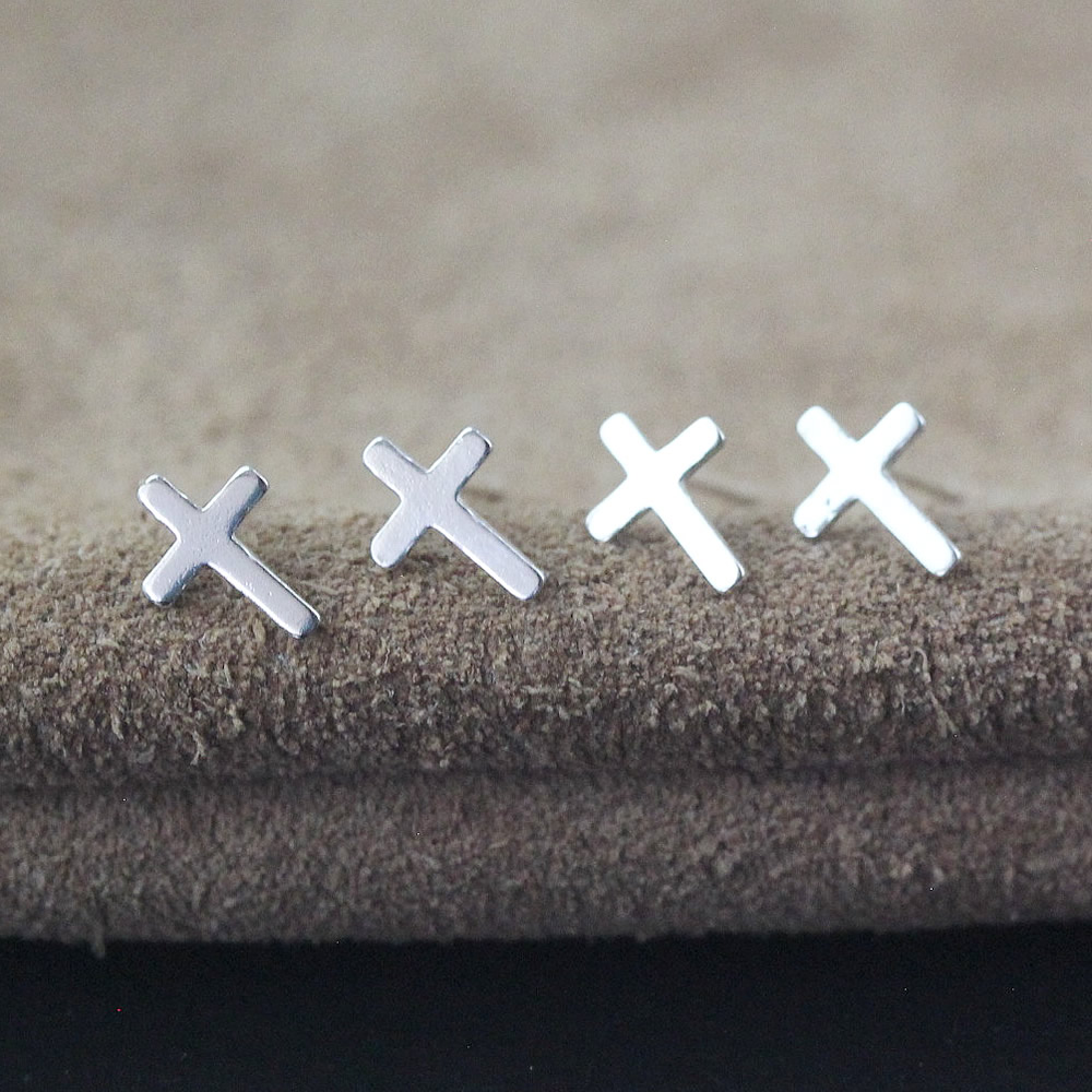 Sterling Silver Plain Cross Ear Stud Lab Verified Minimalist Worry Free Earrings