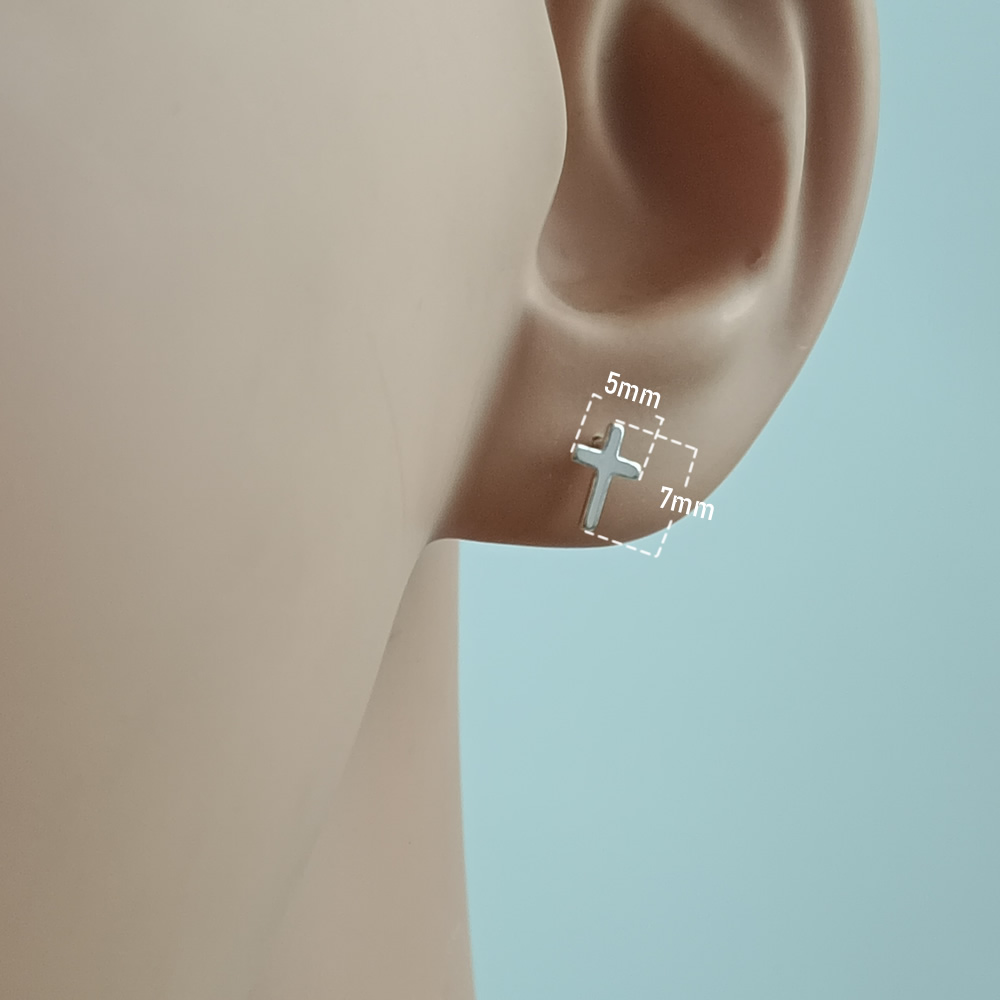 Sterling Silver Plain Cross Ear Stud Lab Verified Minimalist Worry Free Earrings