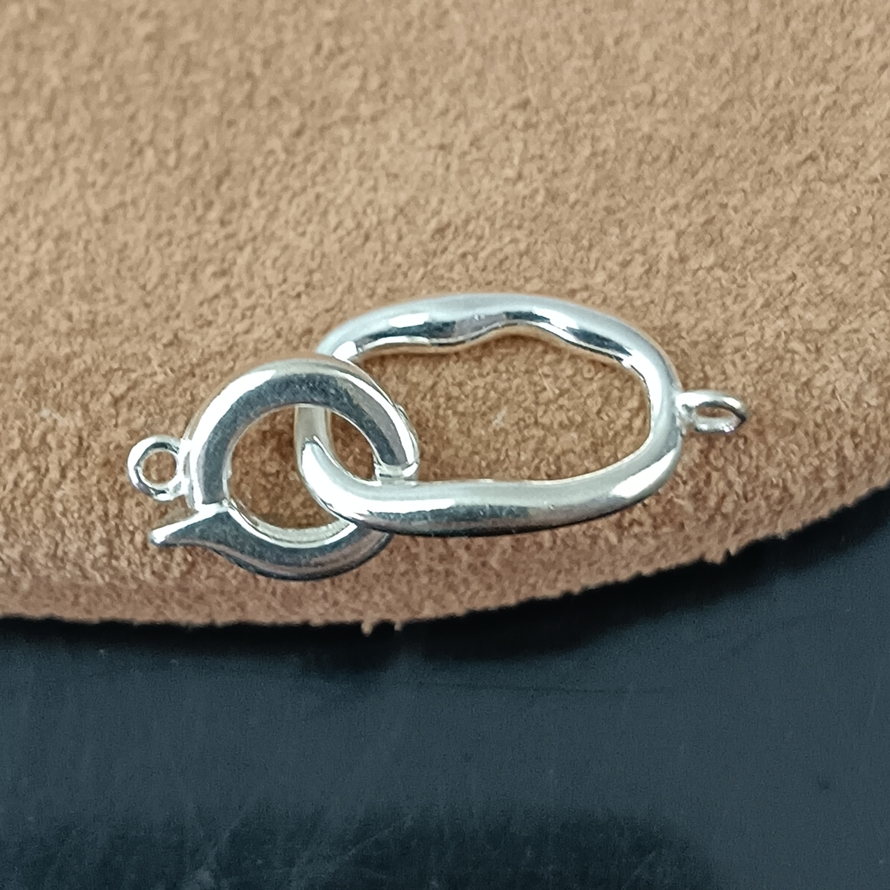 Sterling Silver Irregular Oval Spring Clasp Lab Verified Artisan Necklace Fastener