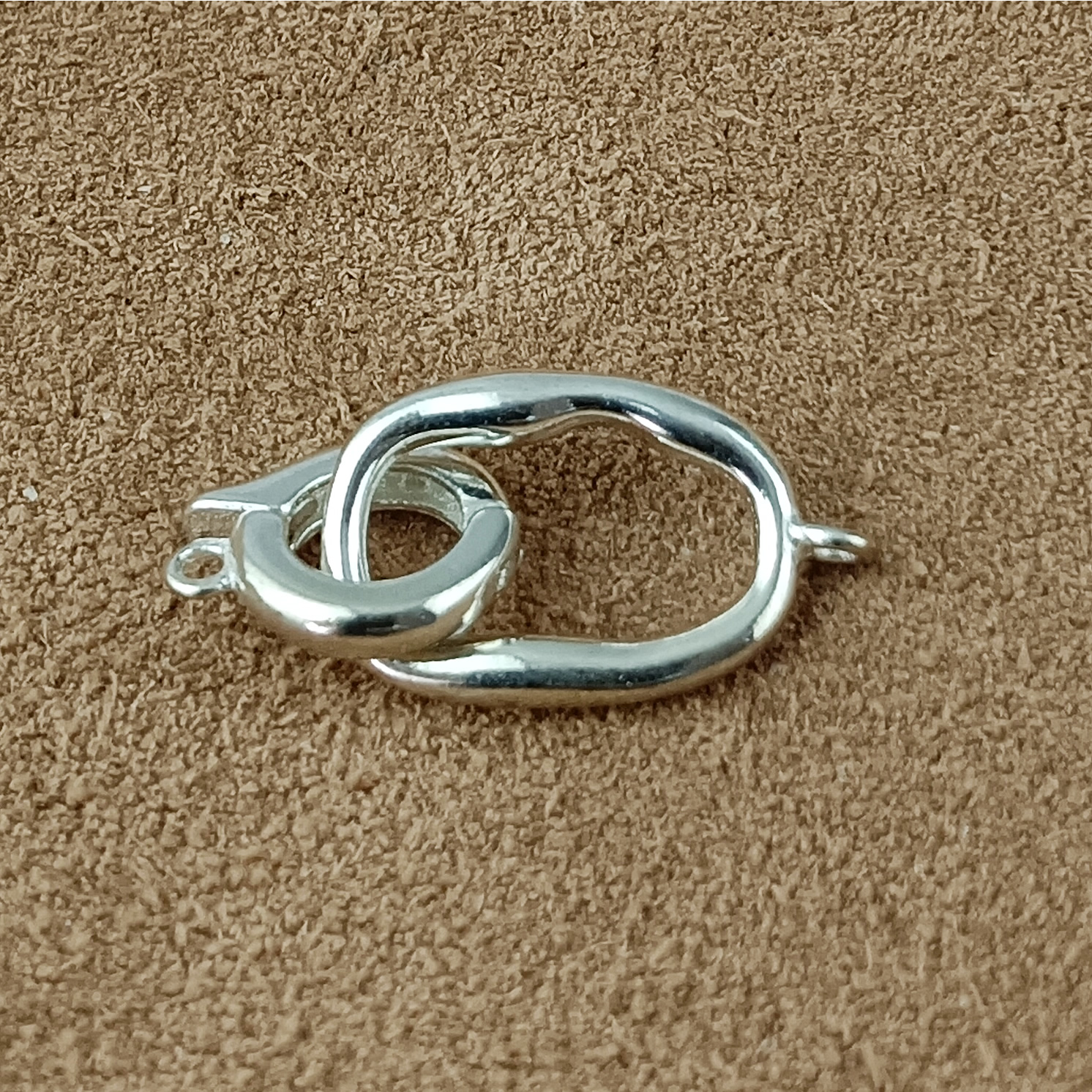 Sterling Silver Irregular Oval Spring Clasp Lab Verified Artisan Necklace Fastener