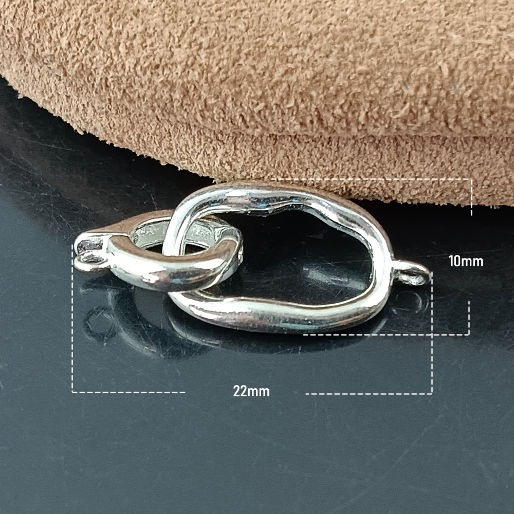 Sterling Silver Irregular Oval Spring Clasp Lab Verified Artisan Necklace Fastener