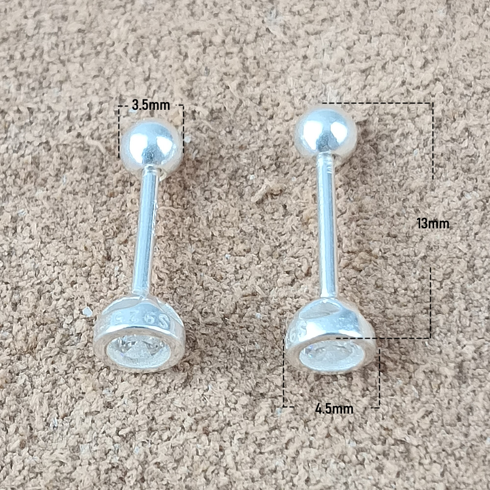 925 Sterling Silver CZ Inlay Ear Post Lab Tested Authentic DDP In Stock Online Anti Tarnish DIY Stud Earring Findings