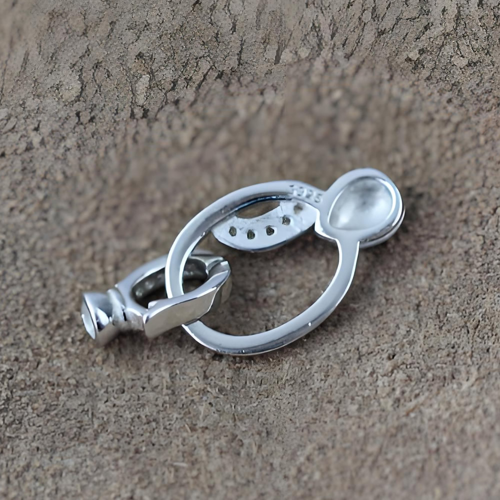 Sterling Silver Fold Over Spring Clasp Lab Verified Round Necklace Fastener