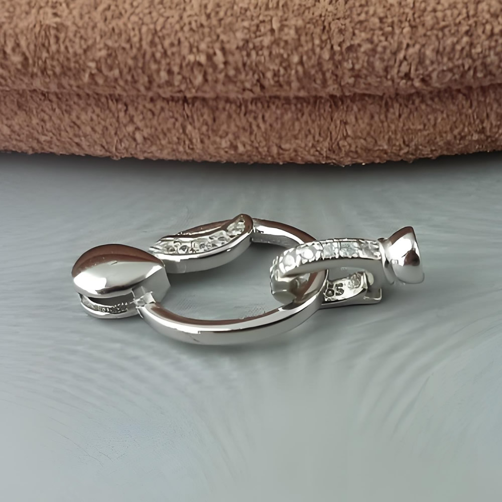 Sterling Silver Fold Over Spring Clasp Lab Verified Round Necklace Fastener