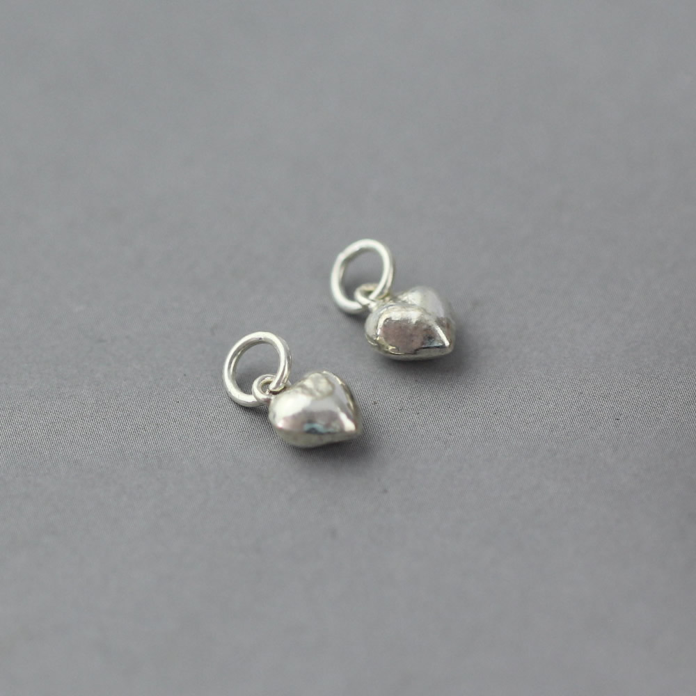 999 Fine Silver Mini Puffed Heart Charm Lab Inspected Pure Silver Tiny Heart Dangle