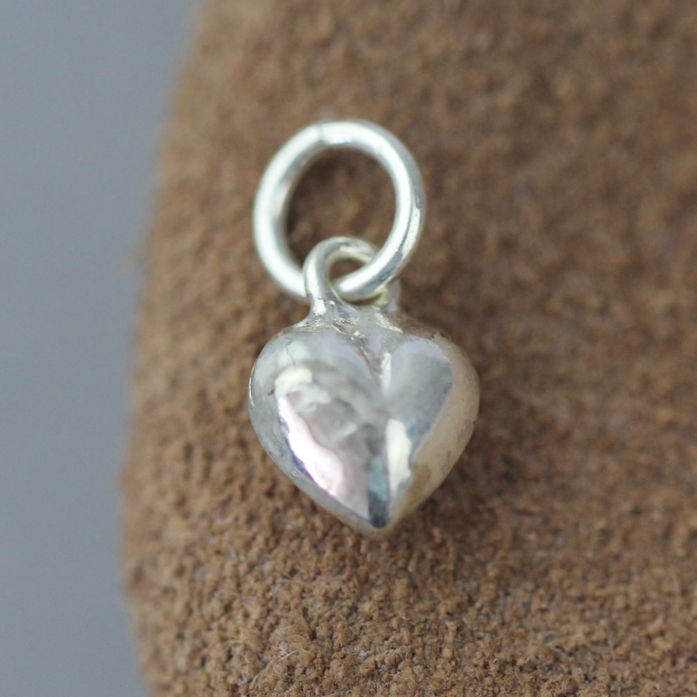 999 Fine Silver Mini Puffed Heart Charm Lab Inspected Pure Silver Tiny Heart Dangle