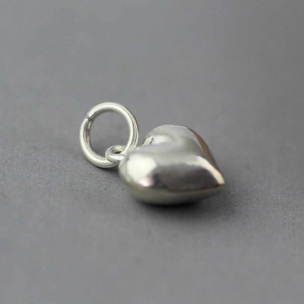999 Fine Silver Puffed Heart Charm Lab Inspected Pure Silver 3D Heart Pendant