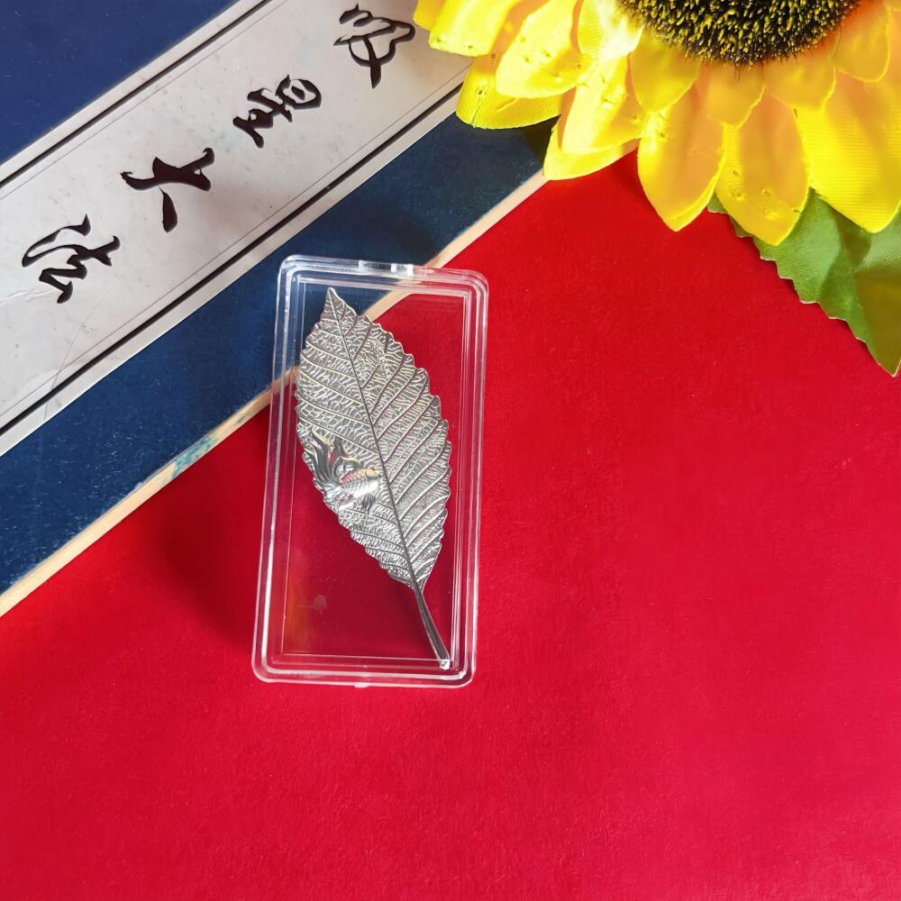 Sterling Silver Leaf With Goldfish Tea Ornament Lab Verified Embossed Tea Decor