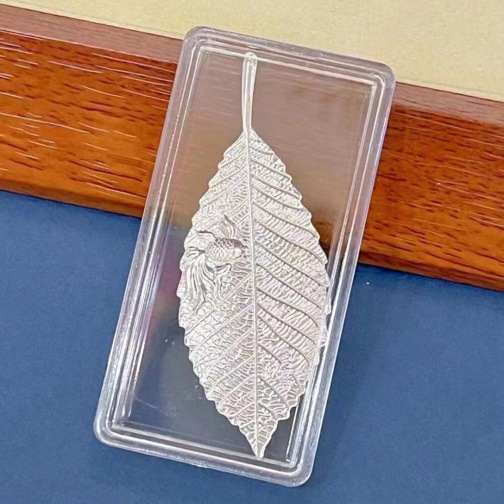 Sterling Silver Leaf With Goldfish Tea Ornament Lab Verified Embossed Tea Decor