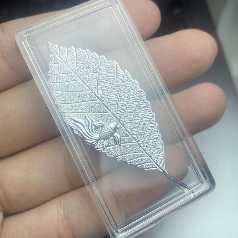 Sterling Silver Leaf With Goldfish Tea Ornament Lab Verified Embossed Tea Decor