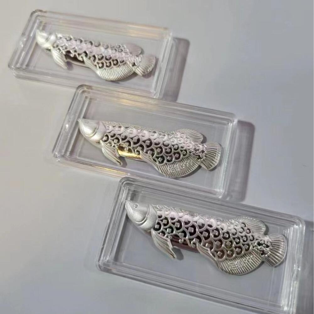 Sterling Silver Hollow Arowana Tea Ornament Lab Verified Tea Ceremony Silver Decor