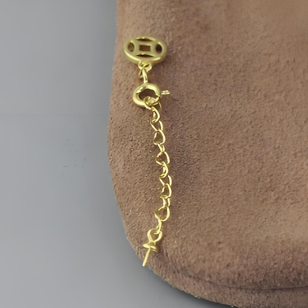 Sterling Silver Coin Charm Extender Chain Lab Verified Oriental Necklace Adjuster