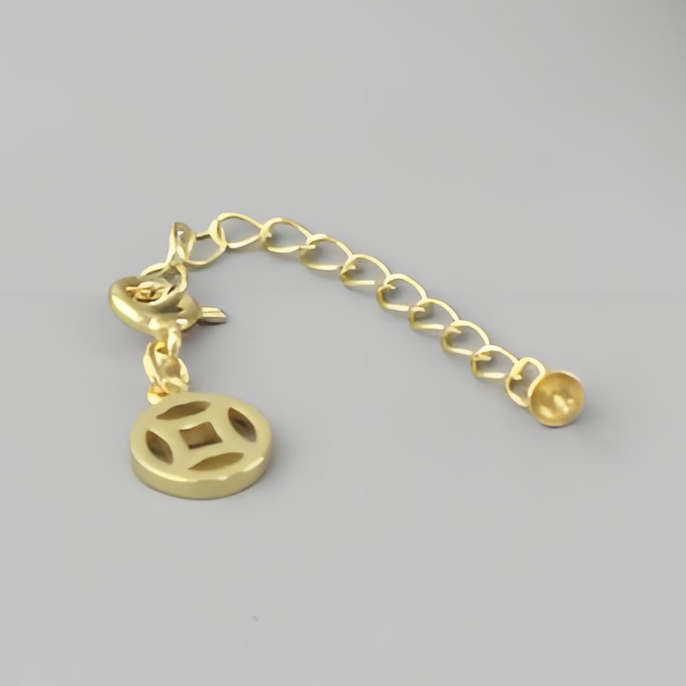 Sterling Silver Coin Charm Extender Chain Lab Verified Oriental Necklace Adjuster