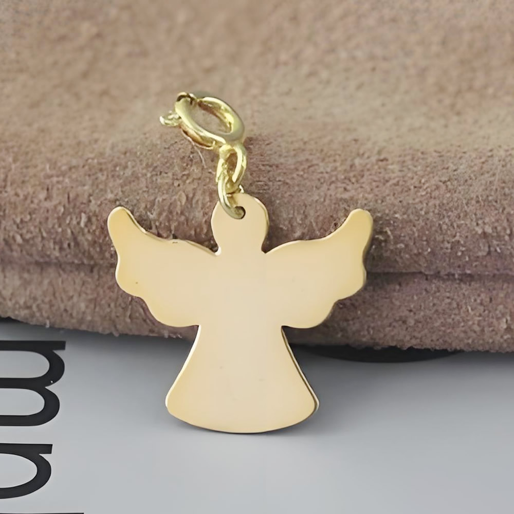 925 Sterling Silver Plain Angel Shape Tag Hypoallergenic DIY Necklace Blank