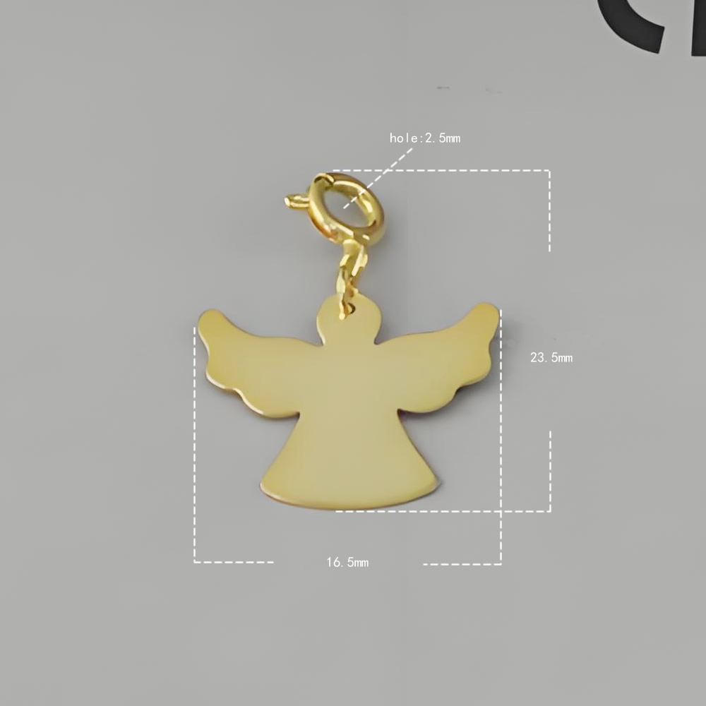 925 Sterling Silver Plain Angel Shape Tag Hypoallergenic DIY Necklace Blank