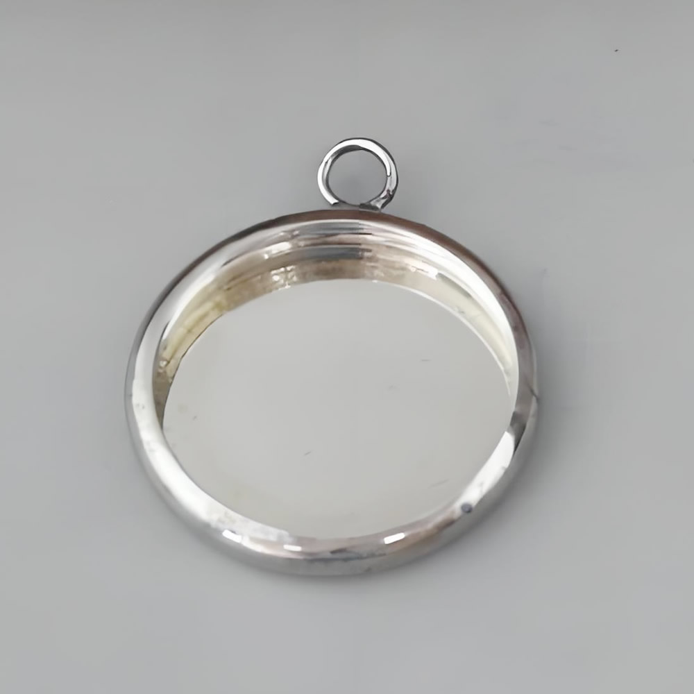 925 Sterling Silver Small Circle Frame Blank Hypoallergenic Necklace Setting