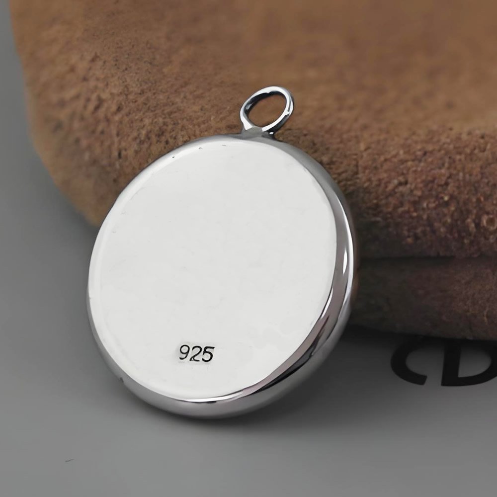 925 Sterling Silver Small Circle Frame Blank Hypoallergenic Necklace Setting