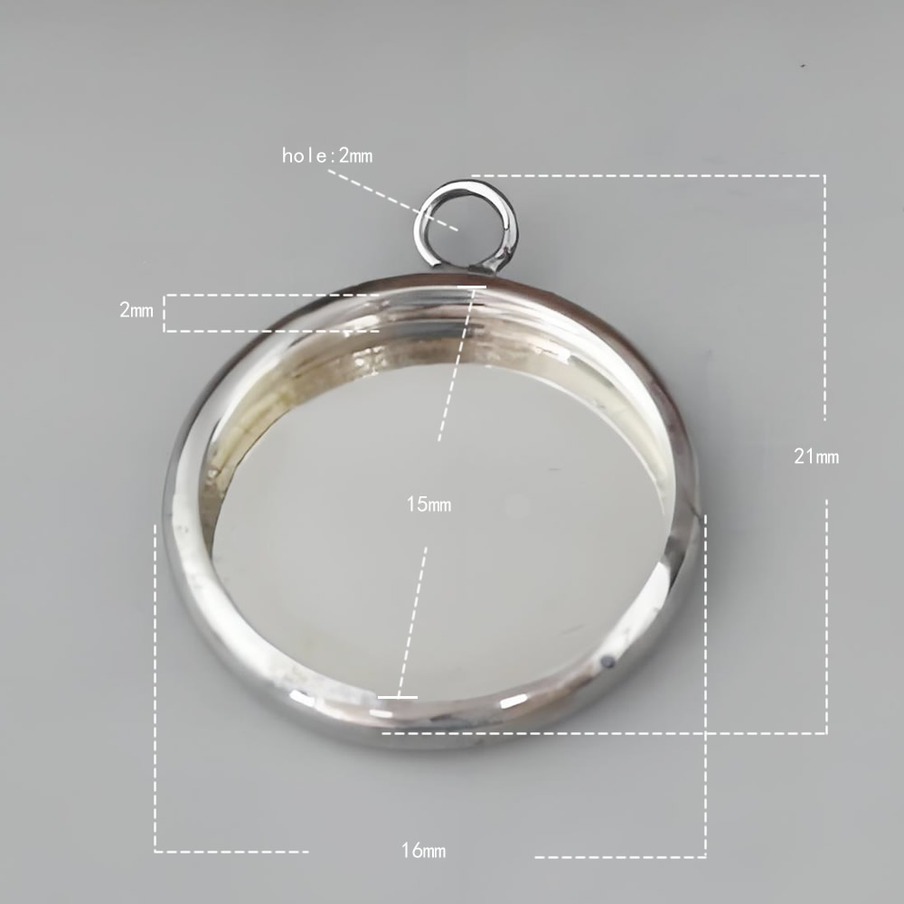 925 Sterling Silver Small Circle Frame Blank Hypoallergenic Necklace Setting