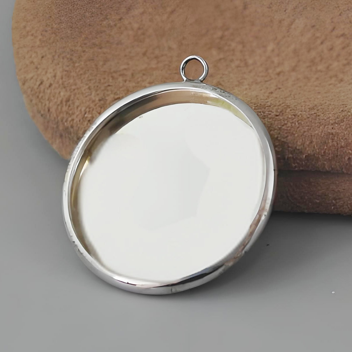 Sterling Silver 24mm Round Bezel Pendant Base Lab Verified Cabochon Mount Blank