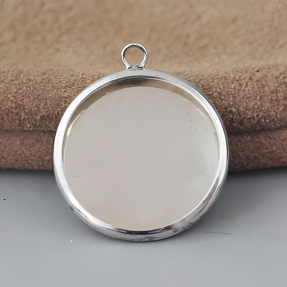 Sterling Silver 24mm Round Bezel Pendant Base Lab Verified Cabochon Mount Blank