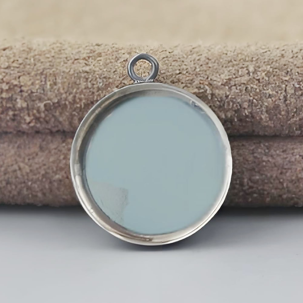925 Sterling Silver Circle Frame Pendant Blank Hypoallergenic Necklace Holder