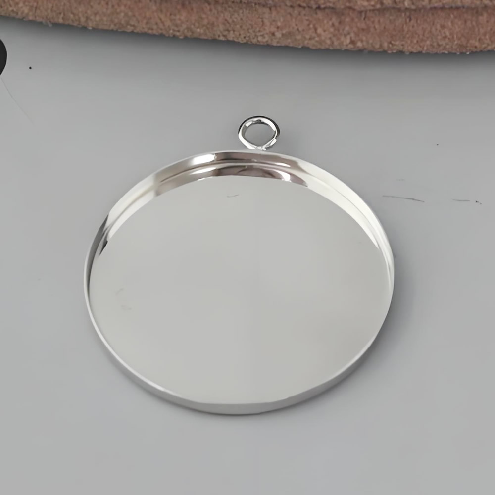 925 Sterling Silver Circle Frame Pendant Blank Hypoallergenic Necklace Holder