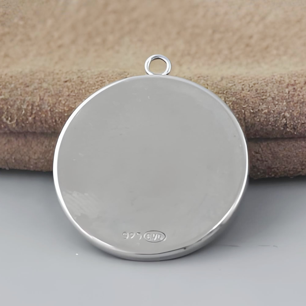 925 Sterling Silver Circle Frame Pendant Blank Hypoallergenic Necklace Holder