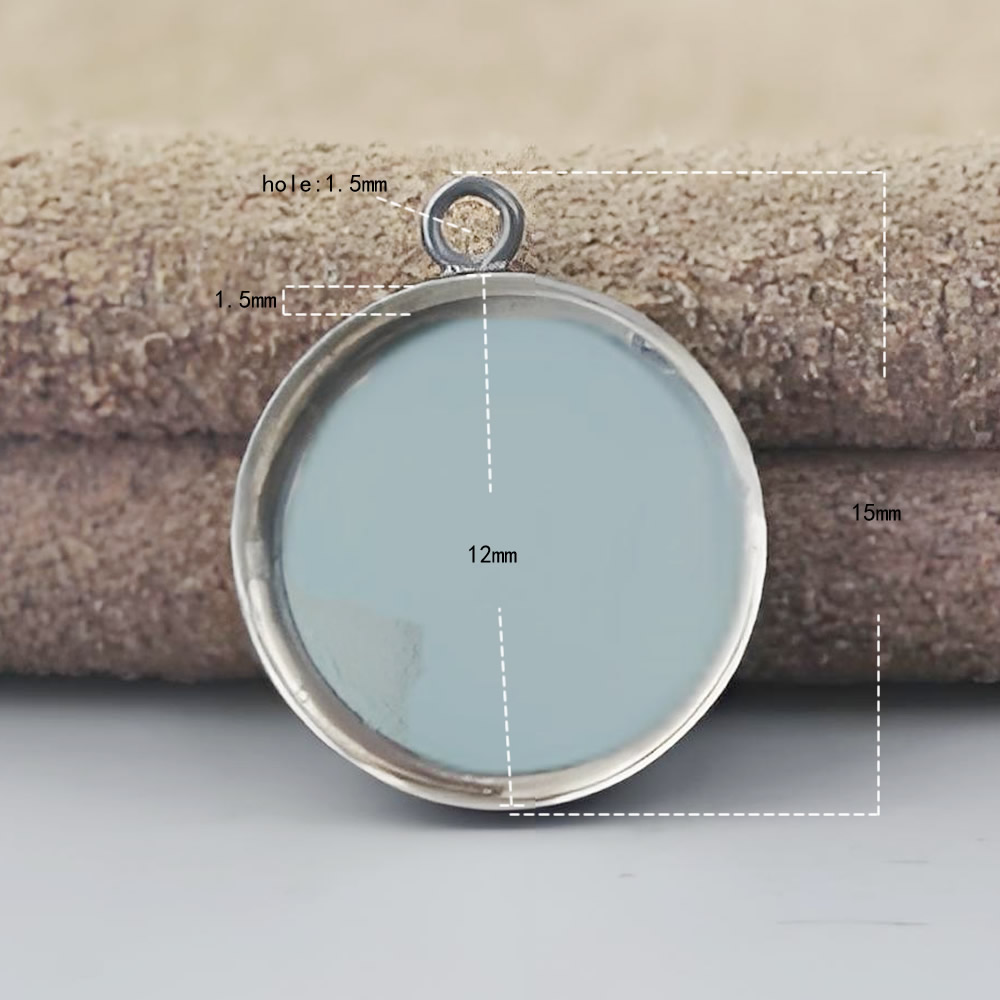 925 Sterling Silver Circle Frame Pendant Blank Hypoallergenic Necklace Holder