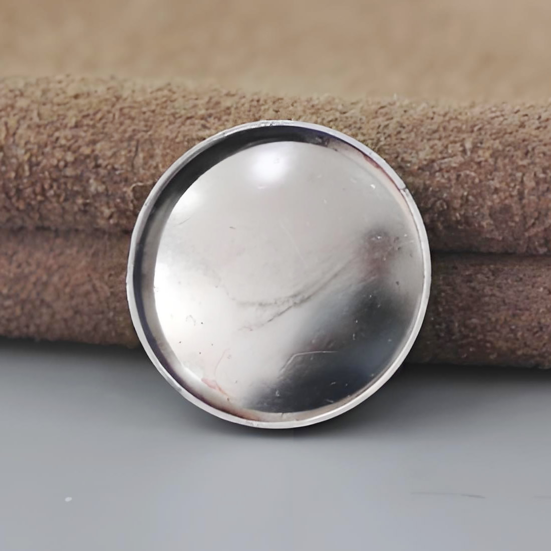 S925 Silver Circular Dome Bezel Cup Lab Verified Prevent Fake Silver Material