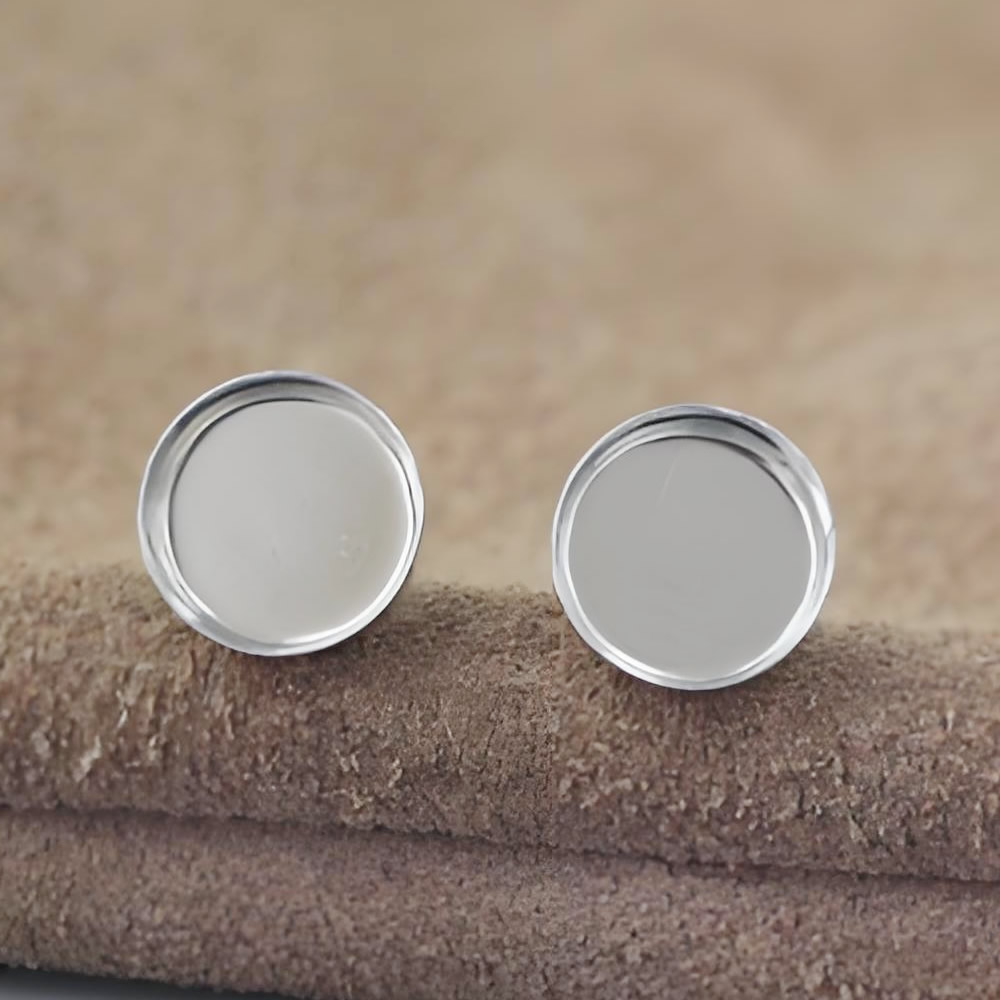Sterling Silver Round Bezel Cup Stud Lab Verified Gemstone Earring Base