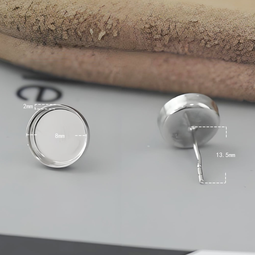 Sterling Silver Round Bezel Cup Stud Lab Verified Gemstone Earring Base