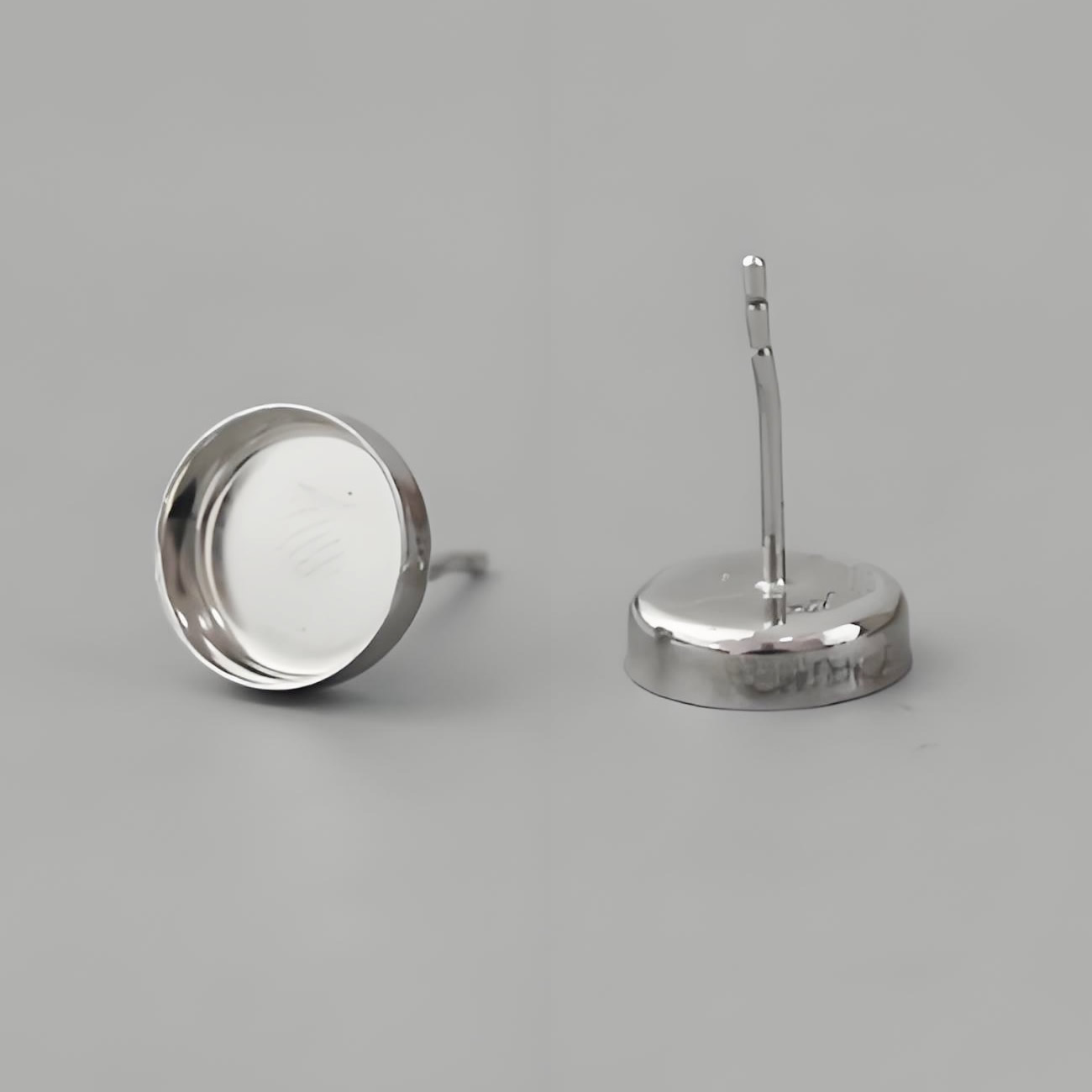 Sterling Silver Round Bezel Cup Stud Lab Verified Gemstone Earring Base