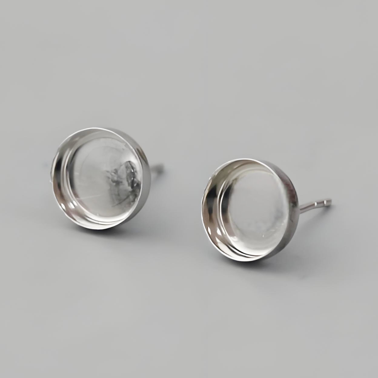 Sterling Silver Round Bezel Cup Stud Lab Verified Gemstone Earring Base
