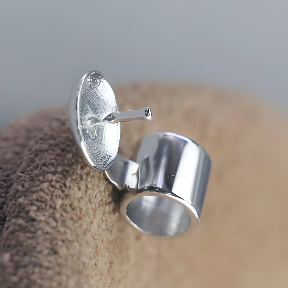 925 Sterling Silver Glossy Barrel Bail Hypoallergenic Adhesive Charm Finding