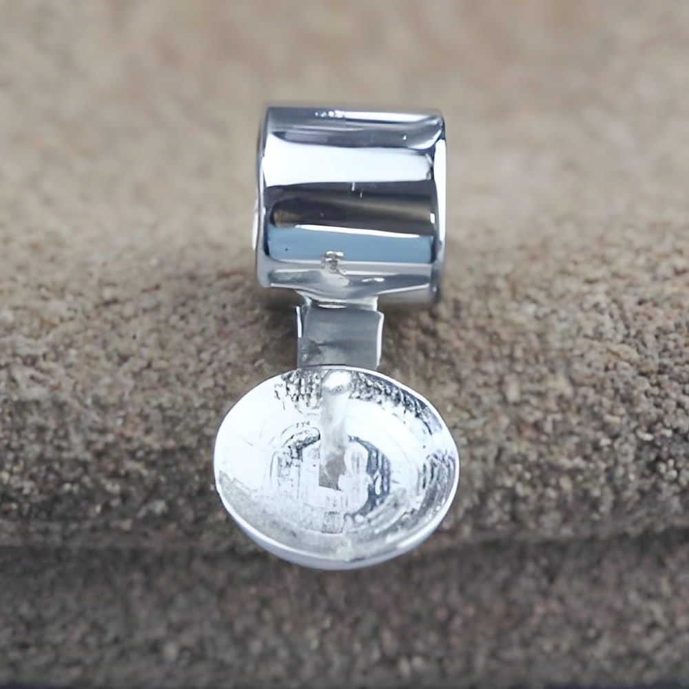 925 Sterling Silver Glossy Barrel Bail Hypoallergenic Adhesive Charm Finding
