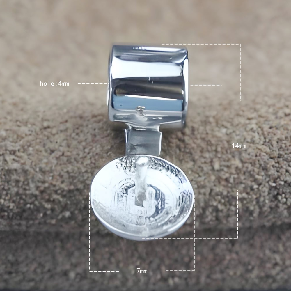 925 Sterling Silver Glossy Barrel Bail Hypoallergenic Adhesive Charm Finding