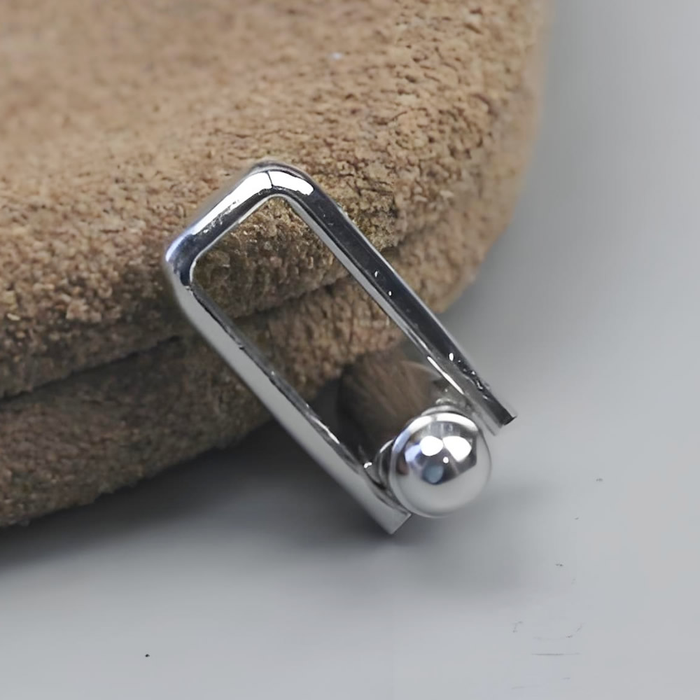 925 Sterling Silver Rectangular Frame Cufflink Core Lab Verified Rotatable Fitting